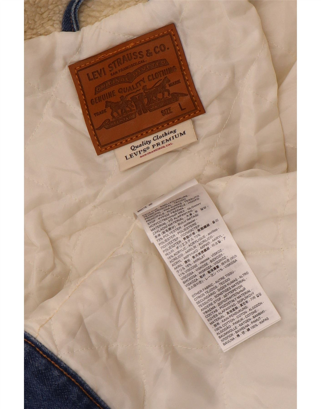 Jachetă pentru femei Levi's Crop Denim Fleece UK 16 Large Beige Colorblock