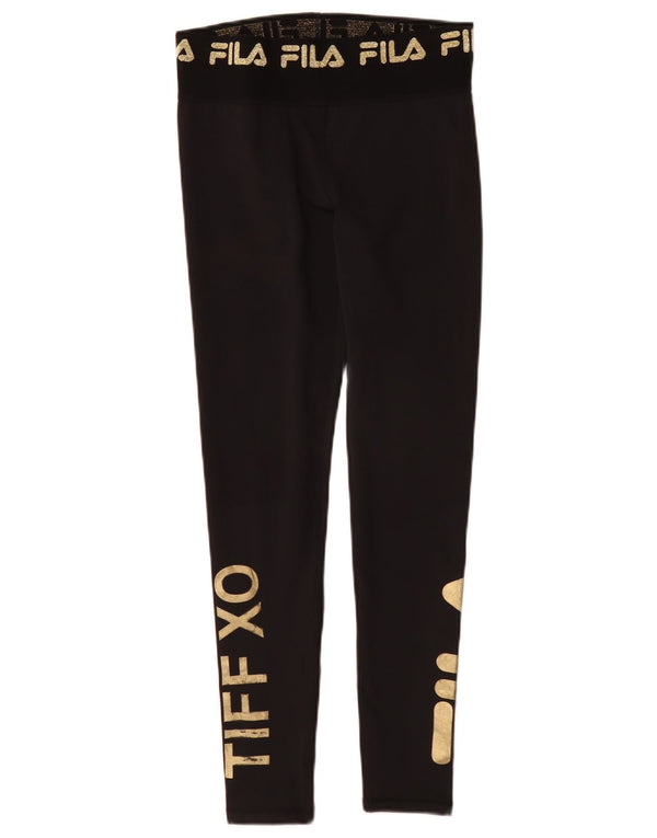 Leggings cu grafică pentru femei Fila UK 10, poliester, negru, sport