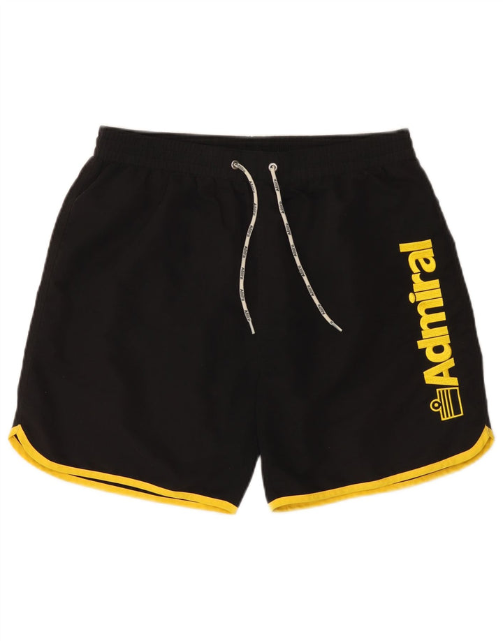 Admiral Pantaloni scurți de înot grafic pentru bărbați, mari, negru, poliester color bloc