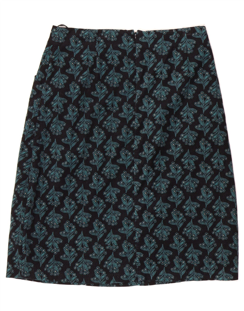 SEASALT Womens A-Line Skirt UK 14 Large W32  Black Floral Cotton Vintage Seasalt and Second-Hand Seasalt from Messina Hembry 