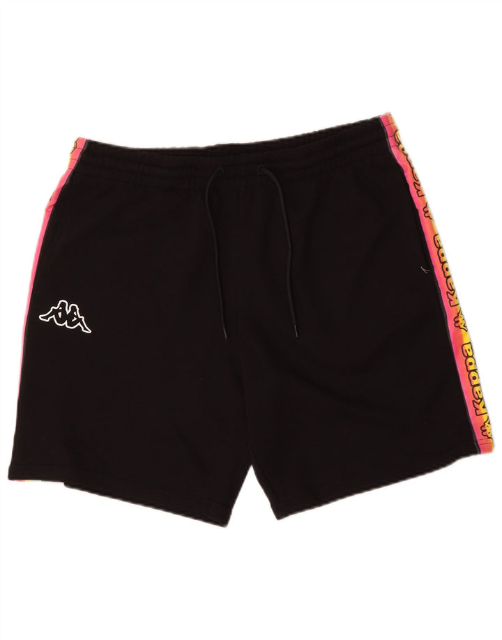 Pantaloni scurți de sport grafic Kappa pentru bărbați, bumbac color bloc negru mediu
