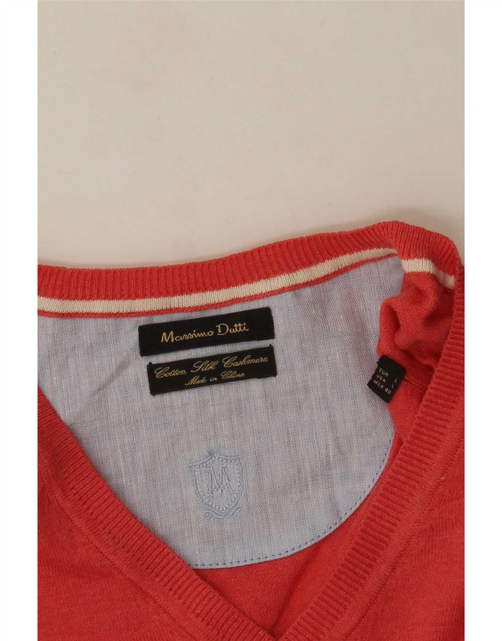 Massimo Dutti Pulover cu decolteu în V pentru bărbați, bumbac roșu mare