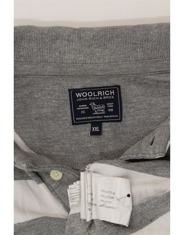 Tricou polo pentru bărbați Woolrich 2XL, bumbac cu dungi gri