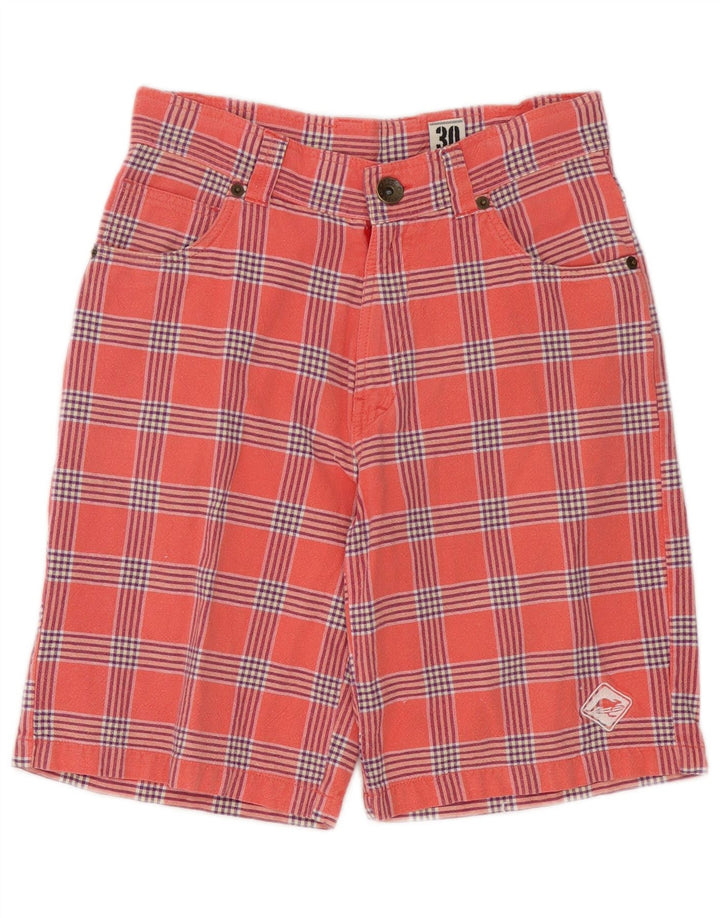 Pantaloni scurți casual vintage pentru bărbați W30, bumbac cu carouri roz mediu