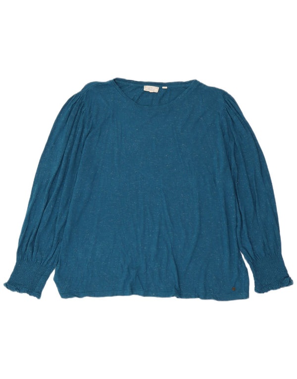 Fat Face Top pentru femei cu mânecă lungă UK 20 2XL Blue Flecked Viscose