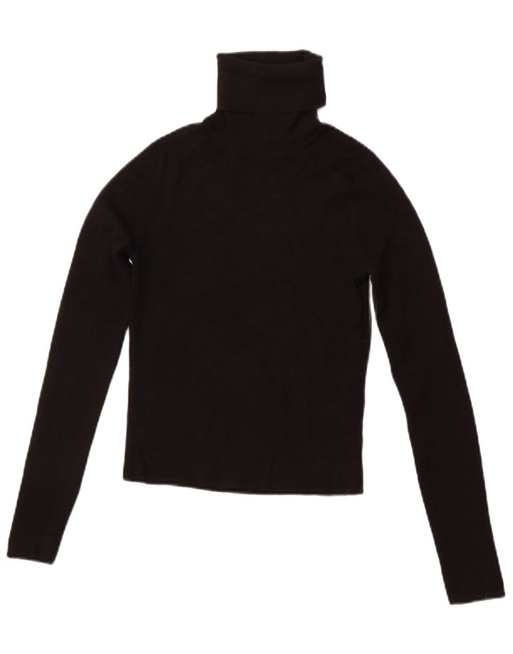 Pulover de damă ZARA cu decolteu rotund din viscoză neagră medie UK 12