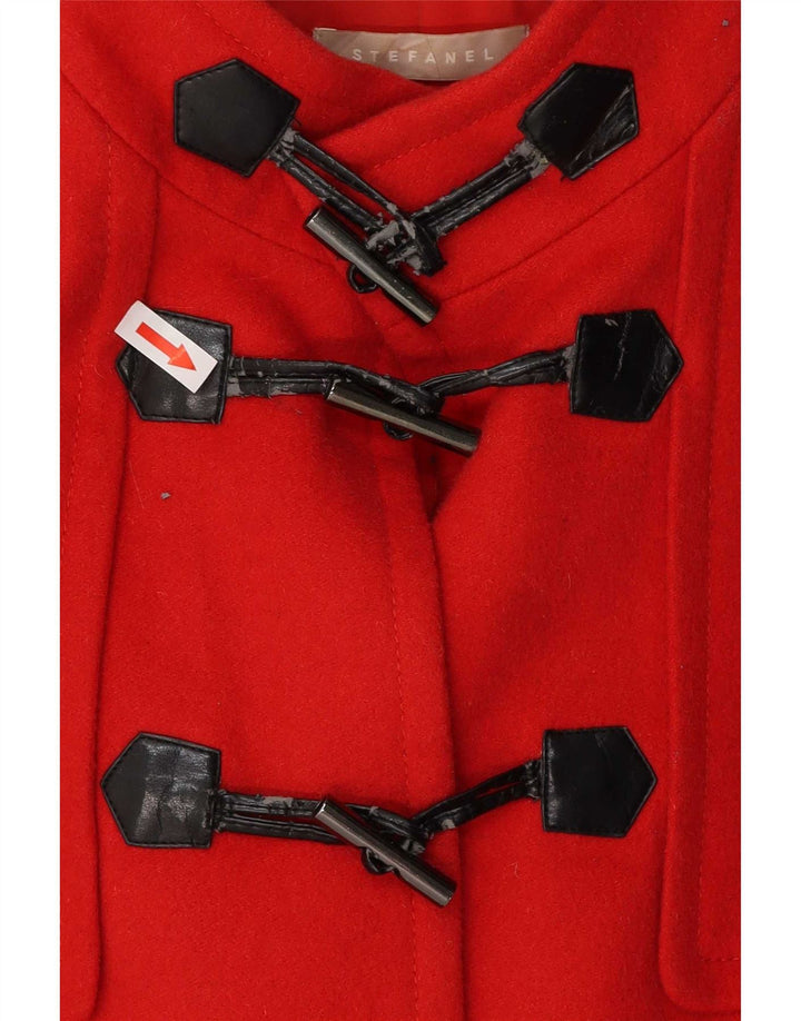 Jachetă duffle cu glugă pentru femei Stefanel IT 48 XL Lână virgină roșie