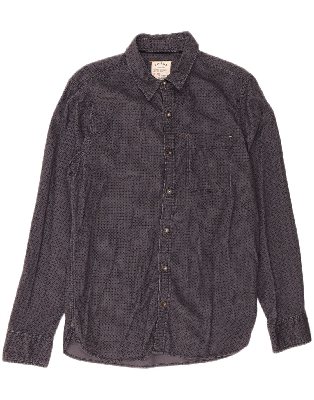 FAT FACE Mens Abstract Pattern Flannel Shirt Small Grey Cotton Vintage Fat Face and Second-Hand Fat Face from Messina Hembry 