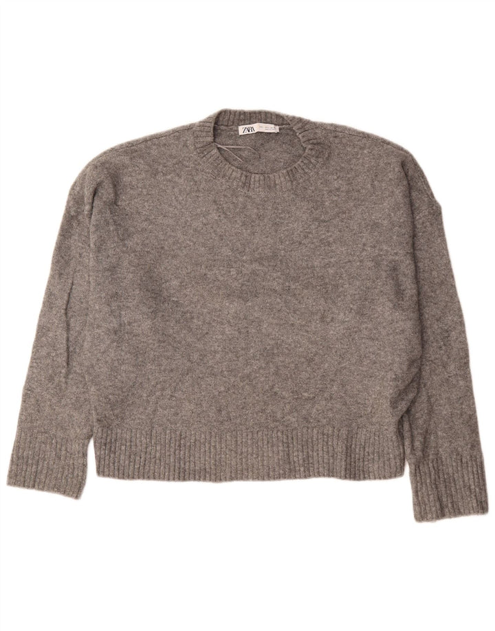 Pulover supradimensionat pentru femei Zara, cu gâtul turn, UK 16, mare, gri acrilic