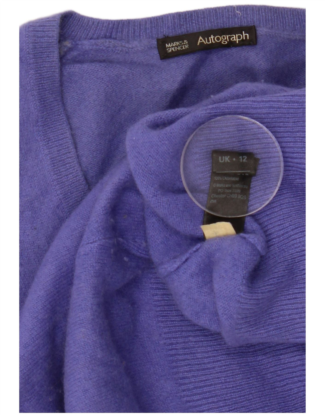 Pulover cu decolteu în V cu autograf pentru femei Marks & Spencer, UK 12, violet mediu