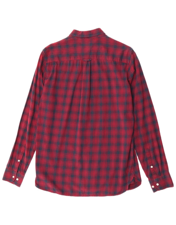Cămașă de flanel pentru bărbați Superdry, bumbac cu carouri burgundy mediu