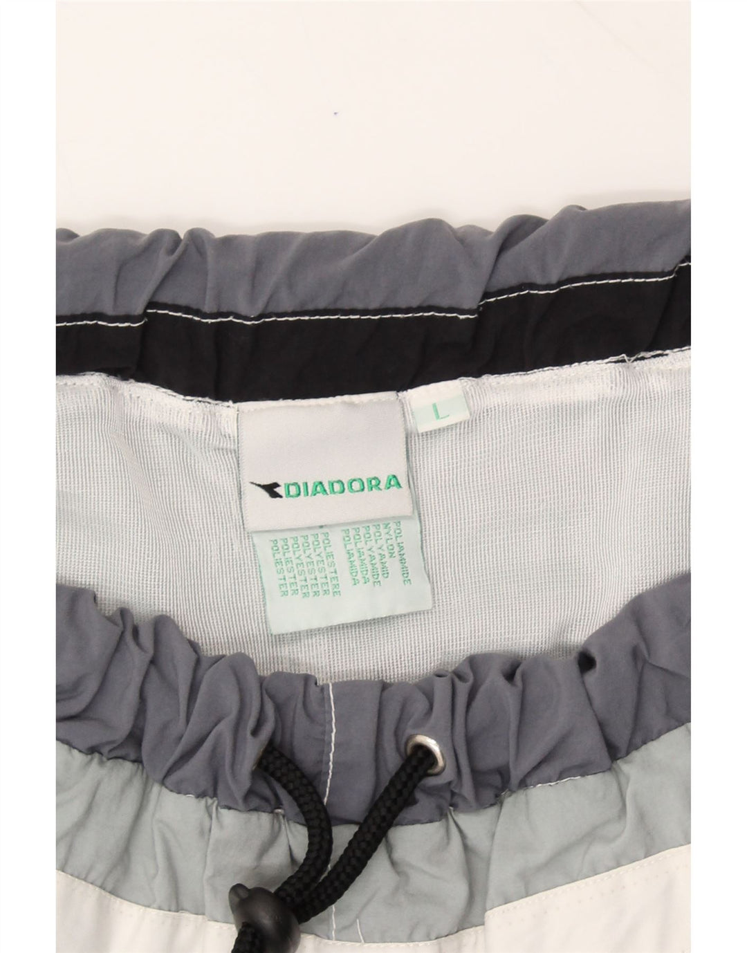 DIADORA Mens Graphic Swimming Shorts Large  Black Colourblock Polyamide Vintage Diadora and Second-Hand Diadora from Messina Hembry 