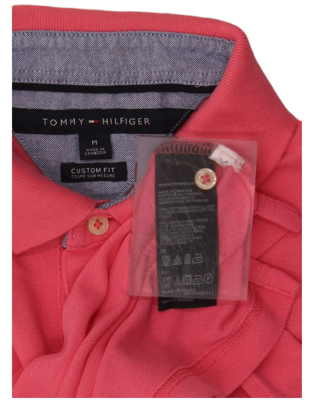 TOMMY HILFIGER Tricou polo personalizat pentru bărbați, bumbac roz mediu
