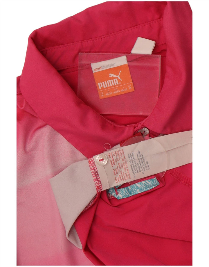 Tricou polo Puma pentru bărbați cu model abstract, poliester roz mediu