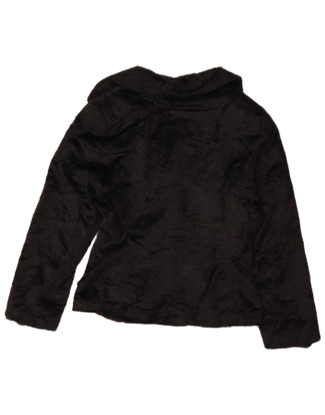 Jachetă vintage pentru femei din blană artificială UK 12 Poliamidă neagră medie