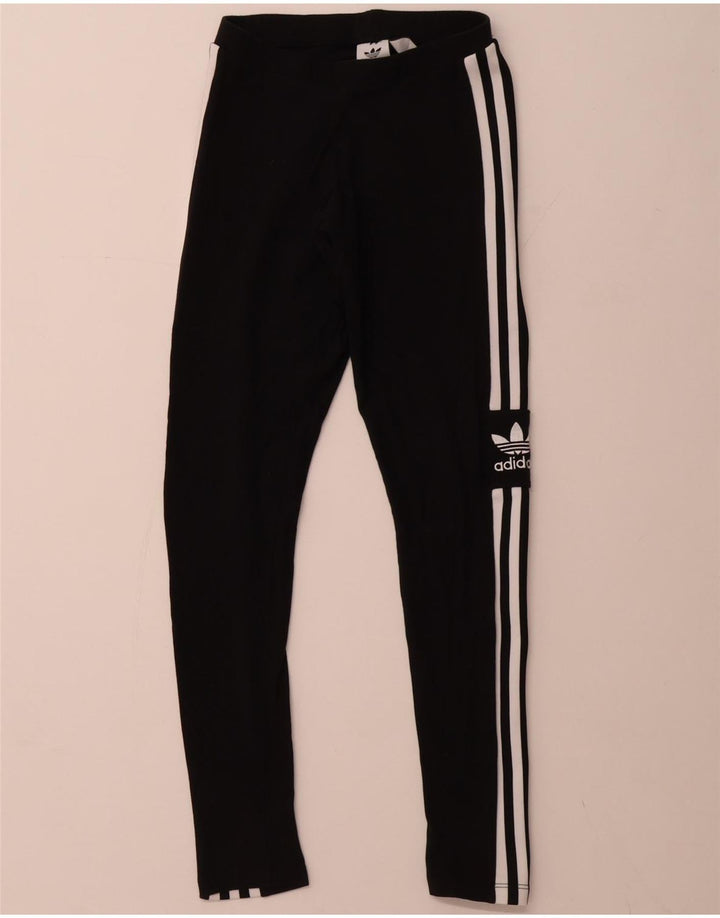 Leggings grafic ADIDAS pentru femei UK 6 XS bumbac negru