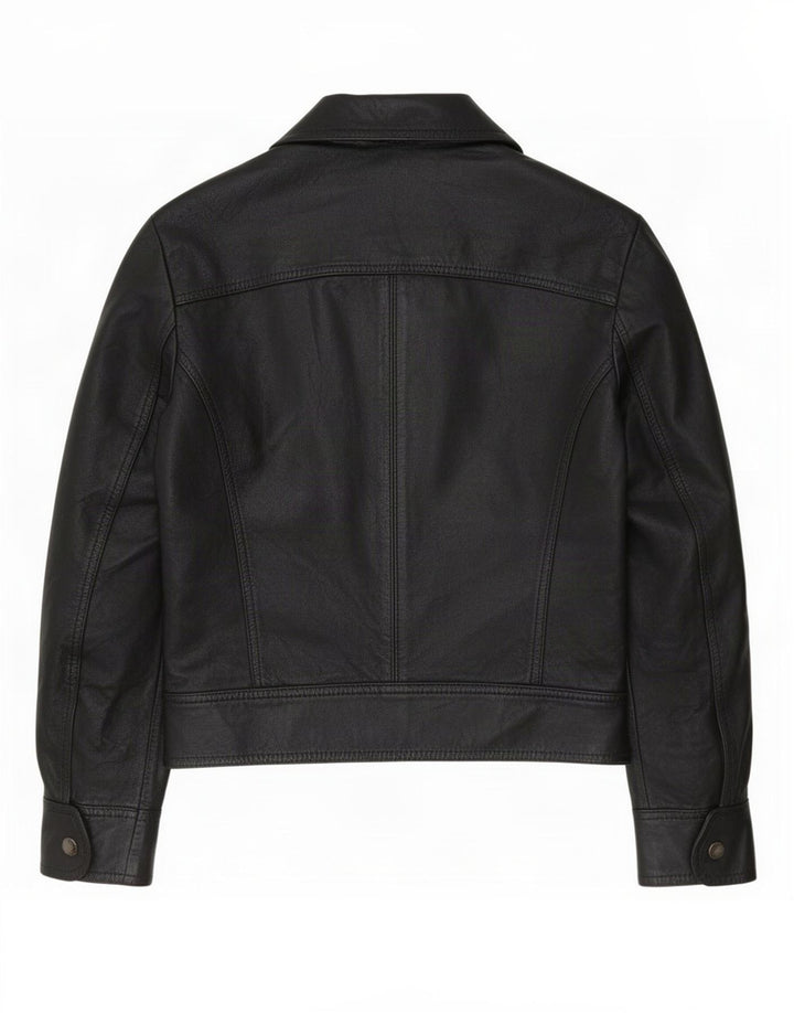 Jachetă de piele vintage pentru femei UK 10 Small Black