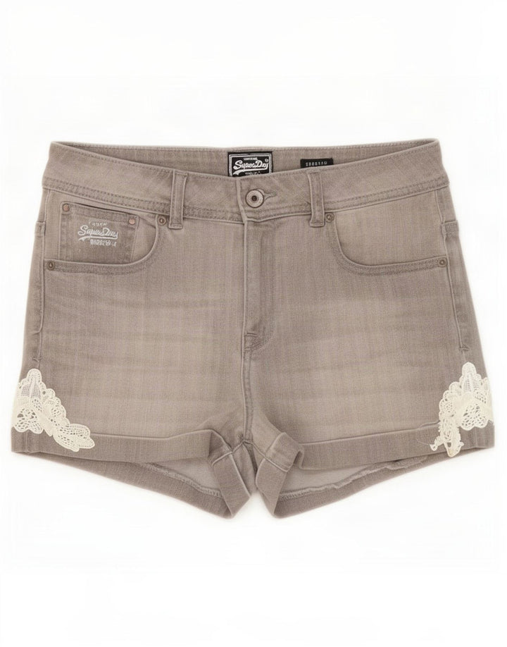 Pantaloni scurți de blugi pentru femei Superdry Medium W30 bumbac gri