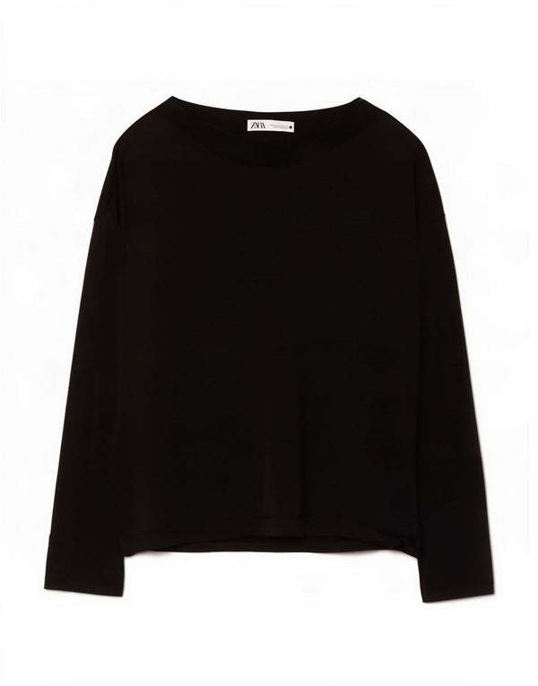 Top supradimensionat pentru femei Zara cu mânecă lungă UK 18 XL negru