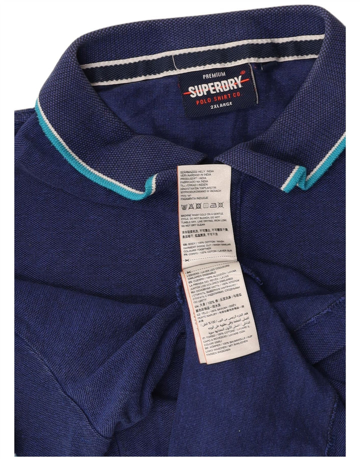Tricou polo pentru bărbați SUPERDRY 2XL bumbac bleumarin