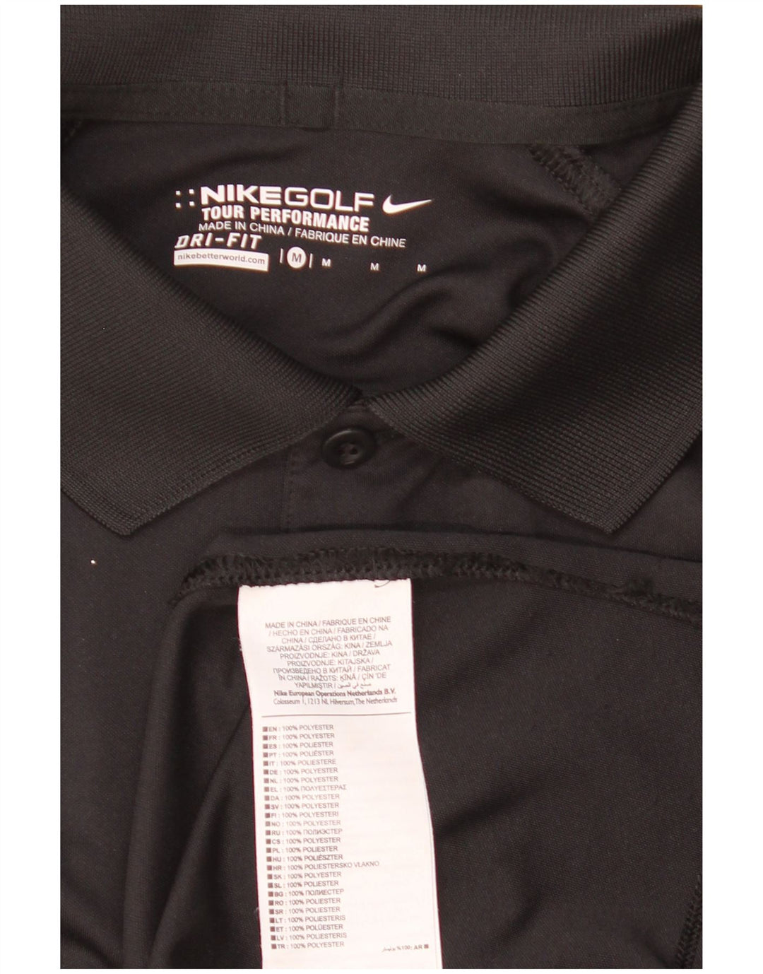 Tricou polo Nike Dri Fit Graphic pentru bărbați, poliester mediu negru
