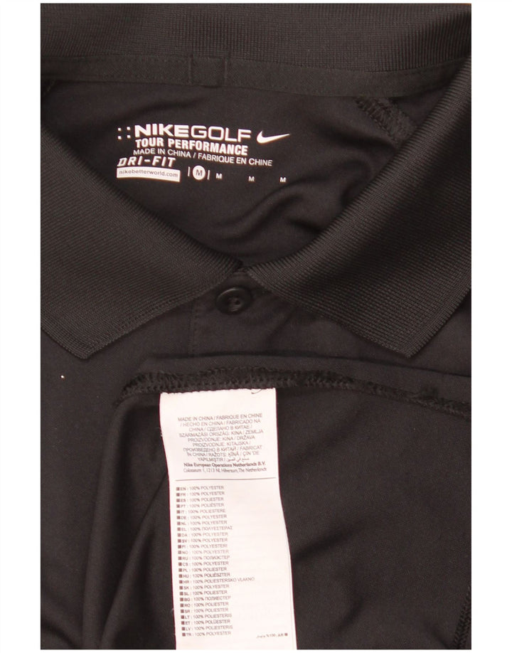 Tricou polo Nike Dri Fit Graphic pentru bărbați, poliester mediu negru