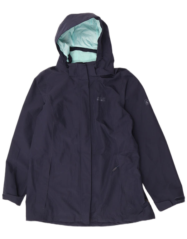 Jack Wolfskin Jachetă de ploaie cu glugă pentru femei, cu formă regulată, UK 18 XL, bleumarin