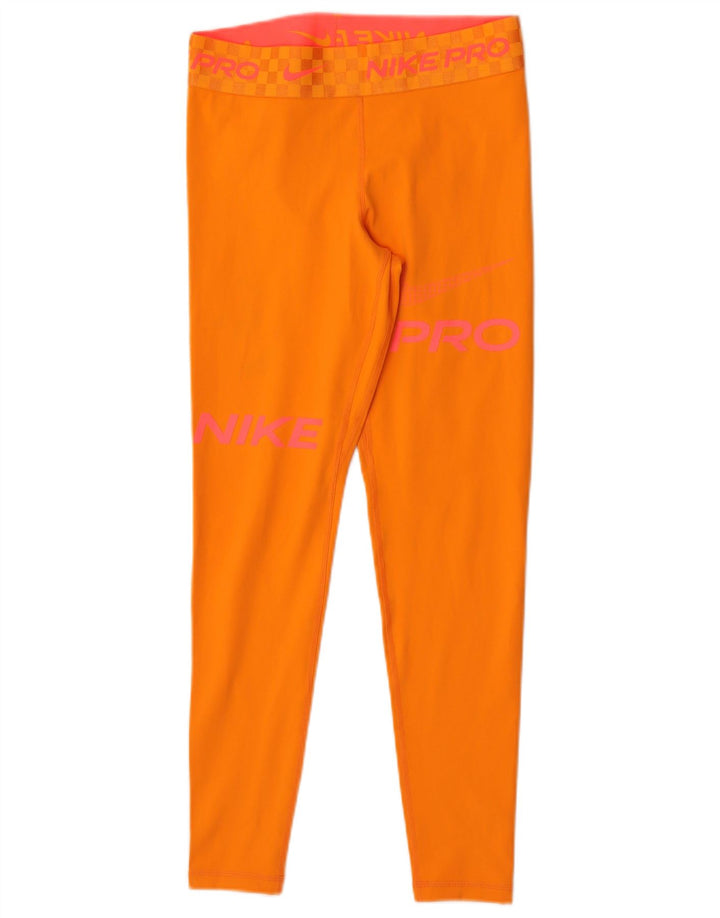 Leggings Nike Dri Fit Graphic pentru femei UK 12 Poliester portocaliu mediu