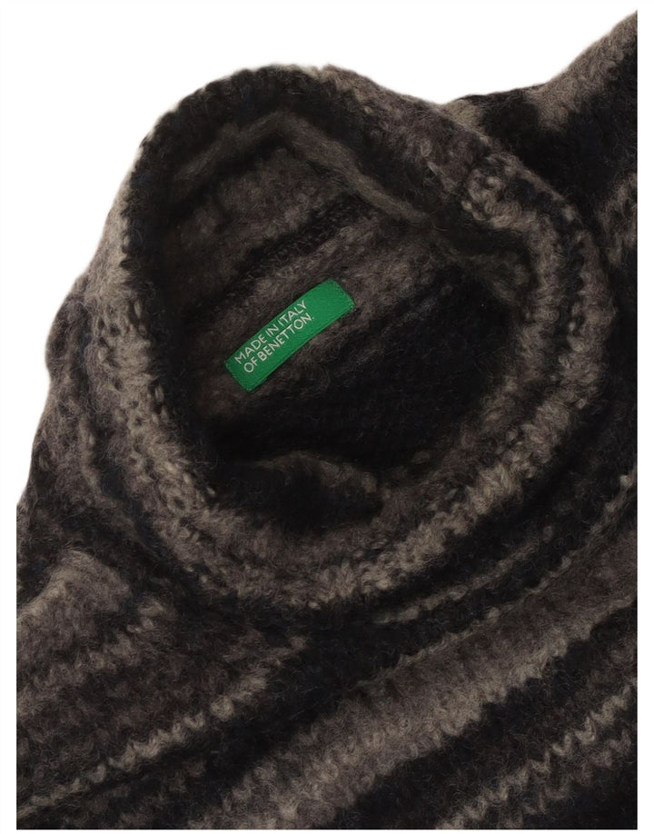 Pulover pentru femei Benetton cu gât rulat, mare, cu dungi gri