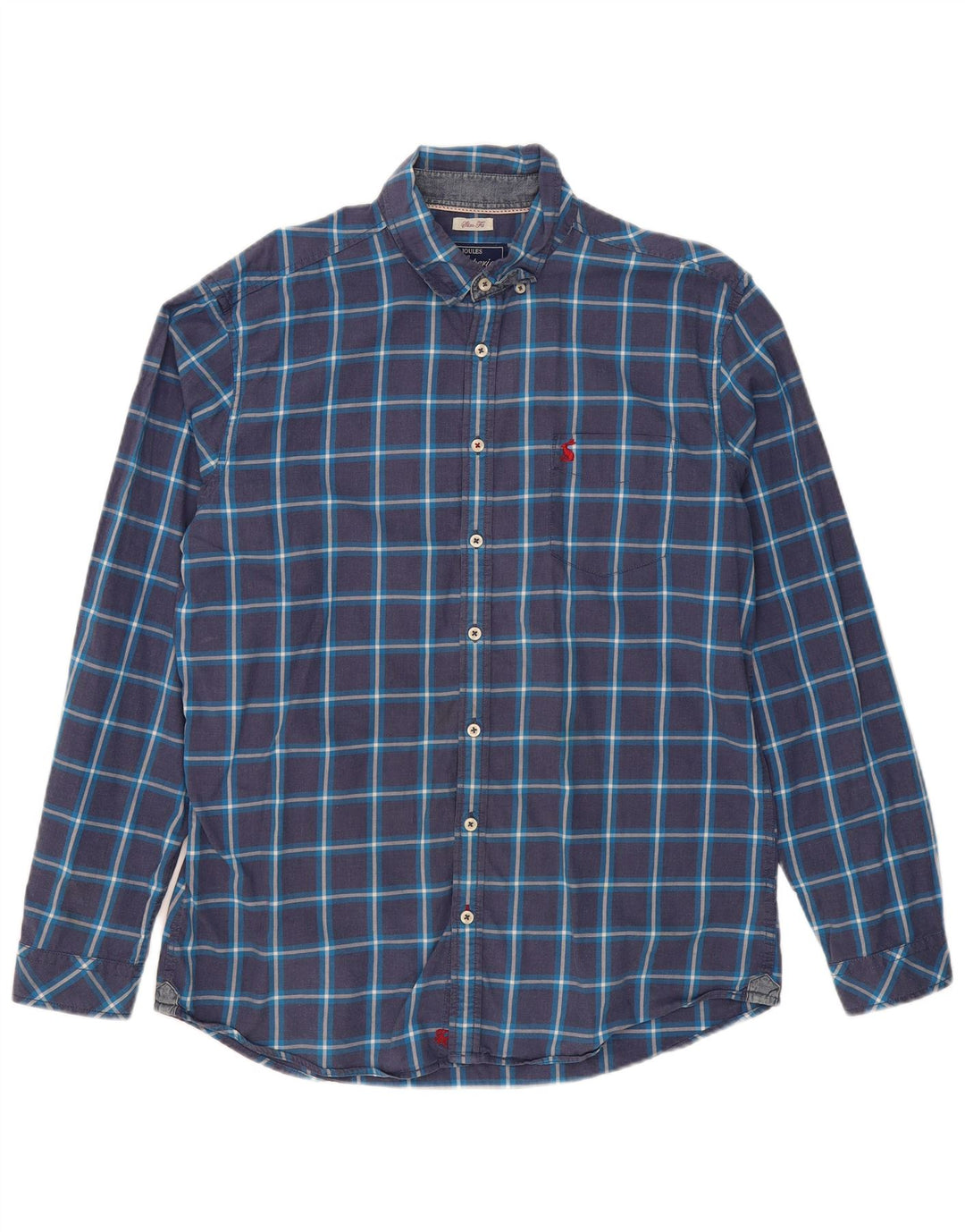 Cămașă pentru bărbați JOULES Slim Fit, mare din bumbac cu carouri bleumarin