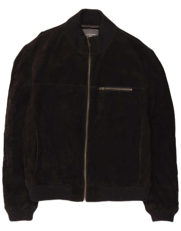 Bomber vintage pentru bărbați din piele intoarsa UK 44 2XL din piele neagră