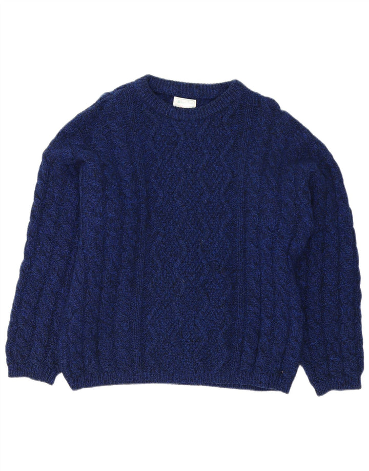 Pulover Benetton pentru bărbați, cu gât de barcă, IT 50 Medium Bluemarin Lână virgină