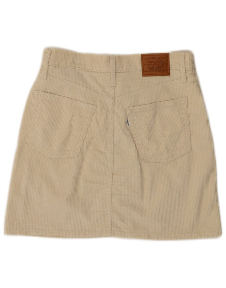 Fustă LEVI'S 501 Mini velur W28, bumbac alb, mediu