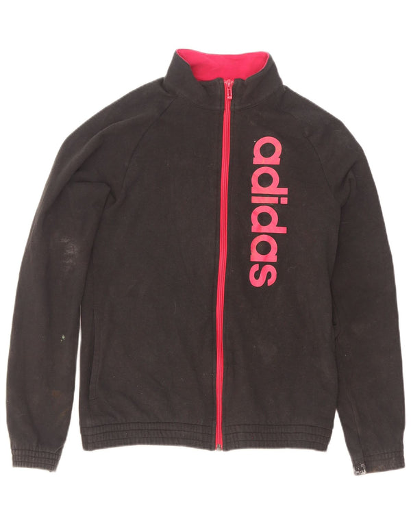 Jachetă de top cu trening grafic Adidas pentru femei UK 6 XS Negru