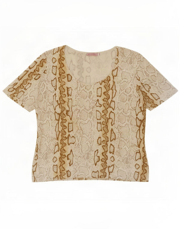 Vintage Womens Blouse Top IT 46 Large Beige Animal Print