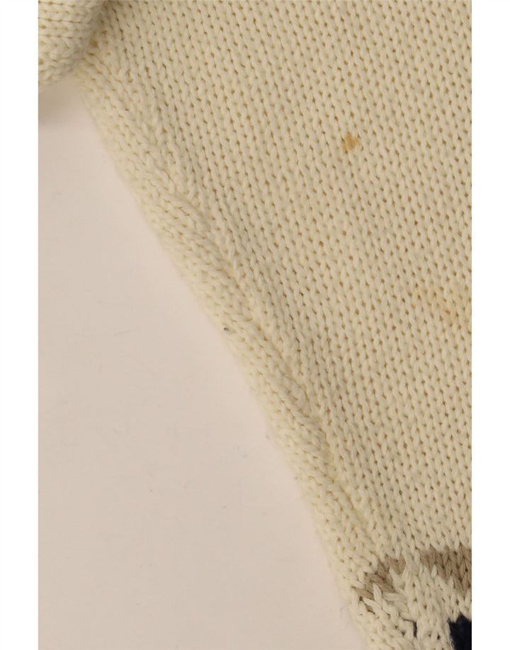 VINTAGE Pulover cardigan supradimensionat pentru femei UK 10 Small Off White Geometric