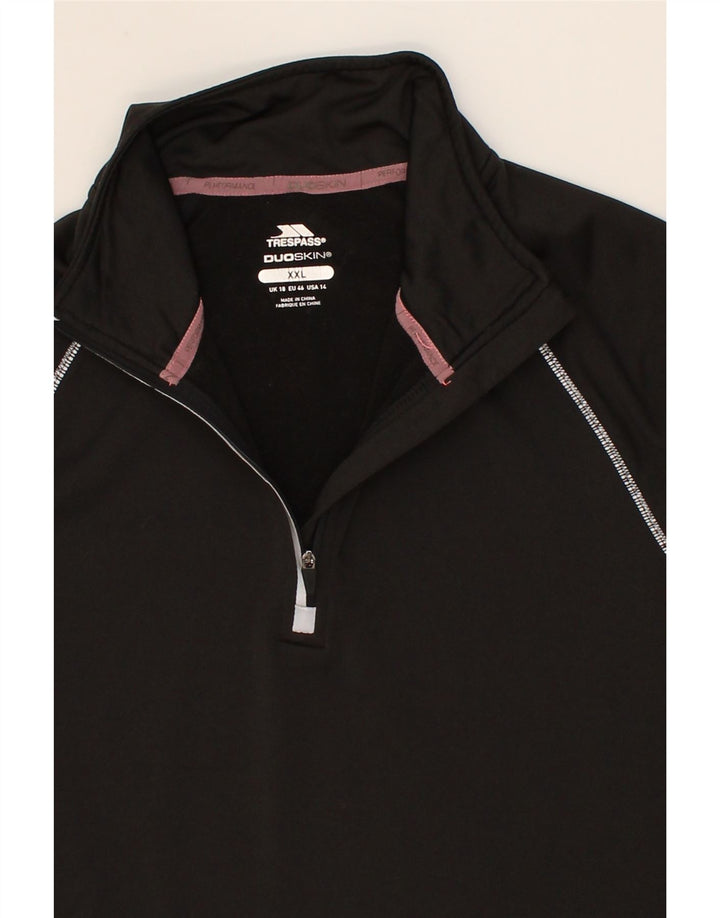 TRESPASS Womens Pullover Tracksuit Top UK 18 XL Black Geometric Vintage Trespass and Second-Hand Trespass from Messina Hembry 