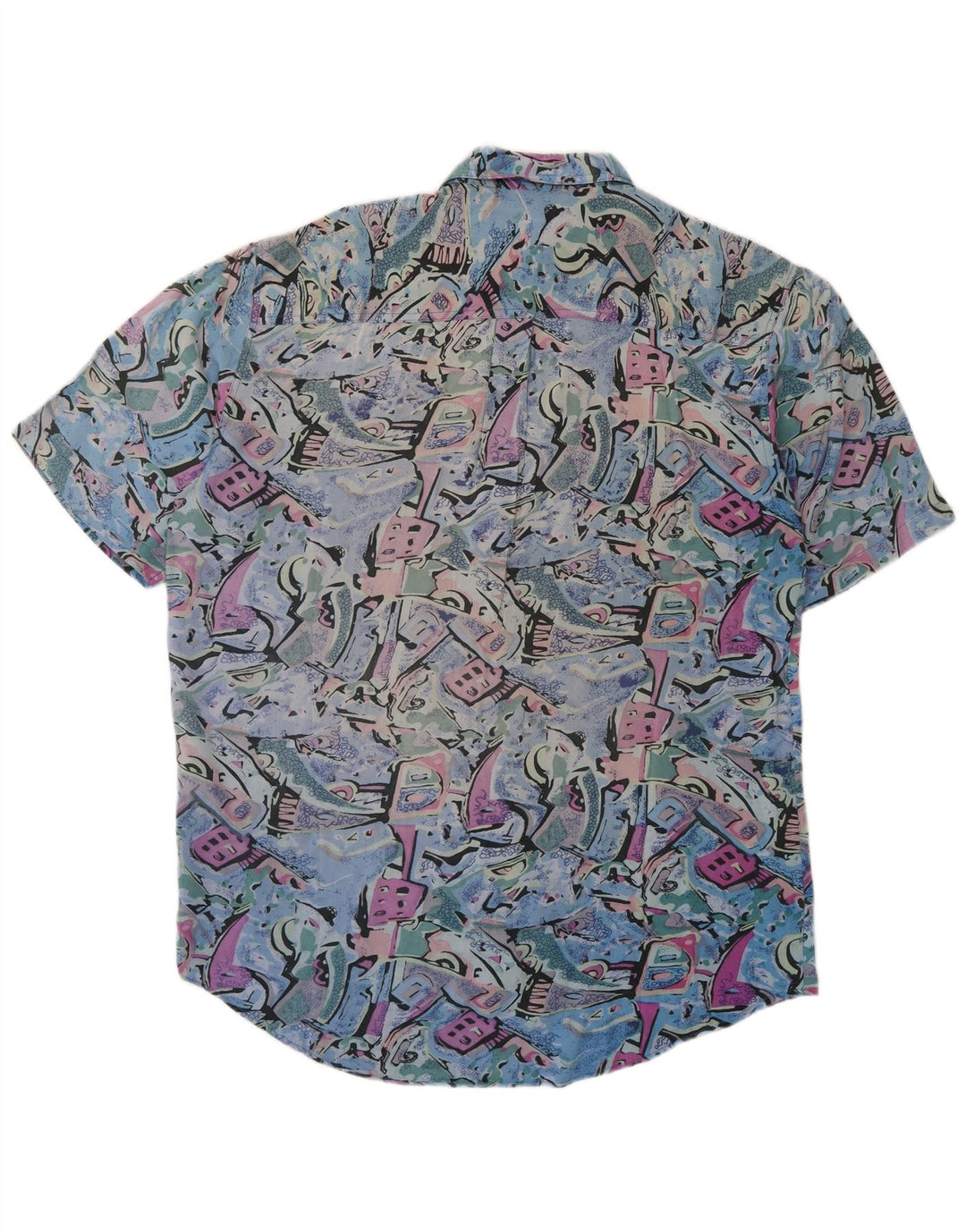Cămașă cu mânecă scurtă pentru bărbați vintage cu model abstract, raion mediu multicolor