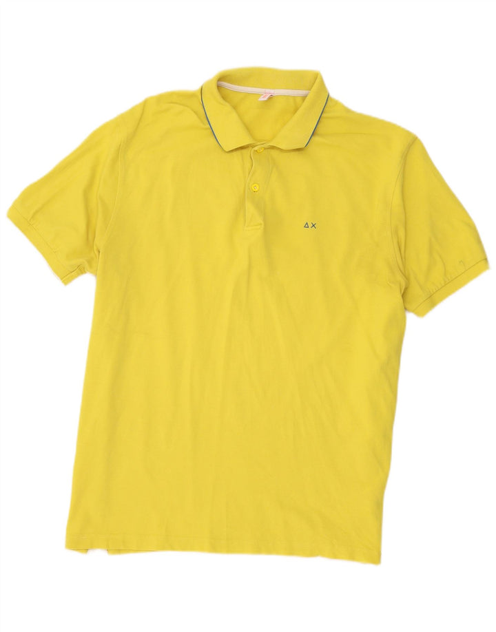 Tricou polo Sun68 pentru bărbați, bumbac galben 2XL