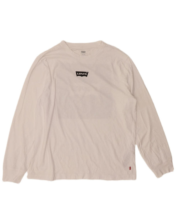 Top cu grafică relaxată pentru bărbați LEVI'S cu mânecă lungă din bumbac alb mediu