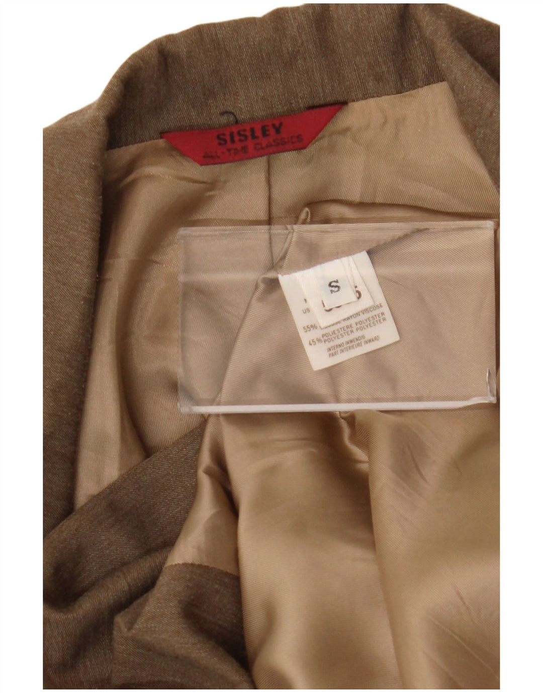 Jachetă blazer pentru femei Sisley cu 4 nasturi UK 10 mic maro viscoză