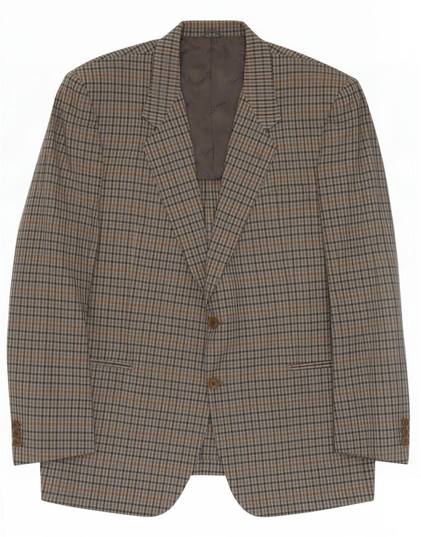 Jachetă blazer pentru bărbați Pierre Cardin cu 2 nasturi UK 40, bumbac cu carouri, gri mare