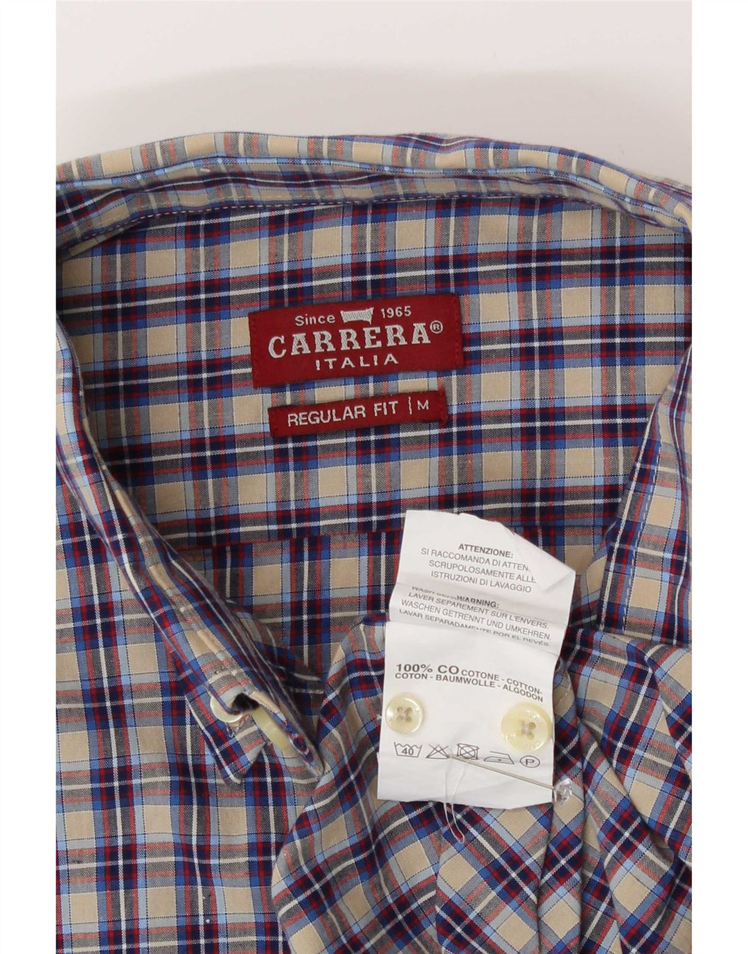 Cămașă Carrera pentru bărbați, cu tăiere obișnuită, din bumbac mediu multicolor cu carouri