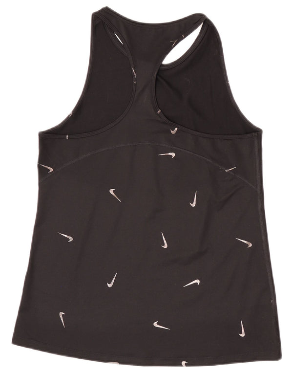 Top cu vestă grafică Nike Dri Fit pentru femei UK 8 Small Black