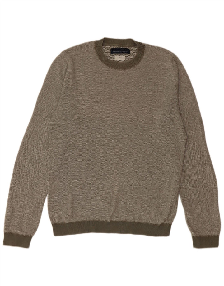 Pulover Jack & Jones pentru bărbați, cu gât crew, bumbac mic kaki