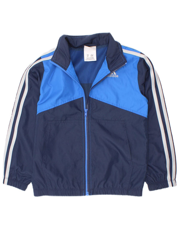 Jachetă de trening pentru băieți Adidas 3-4 ani, albastru bleumarin, poliester color bloc