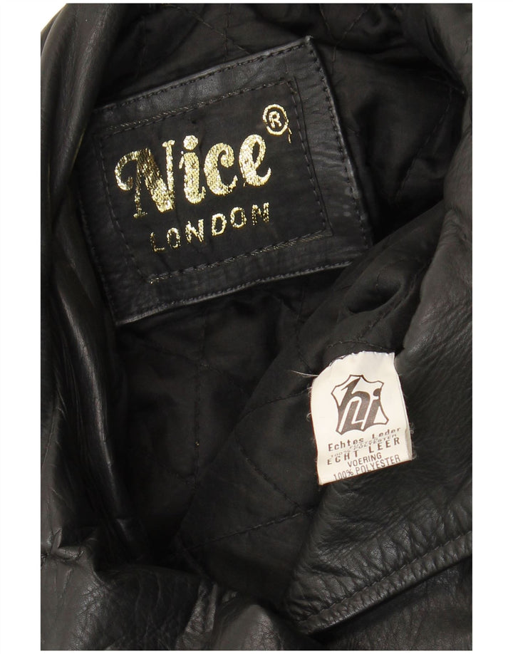 Jachetă de motociclist din piele vintage pentru femei UK 16, mare, neagră