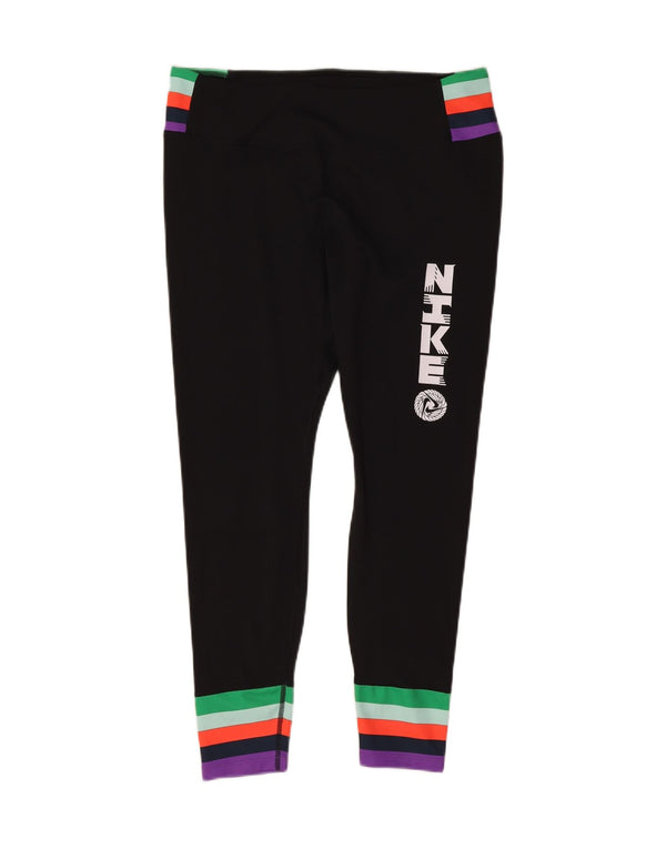 Leggings cu grafică Nike Dri Fit pentru femei UK 16, mare, negru, bloc de culoare
