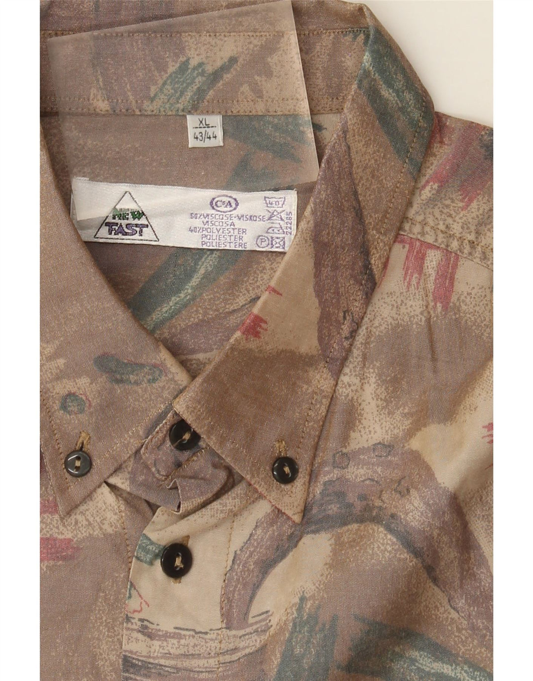 Cămașă cu mânecă scurtă pentru bărbați, cu model abstract, Mărimea 43/44 XL maro