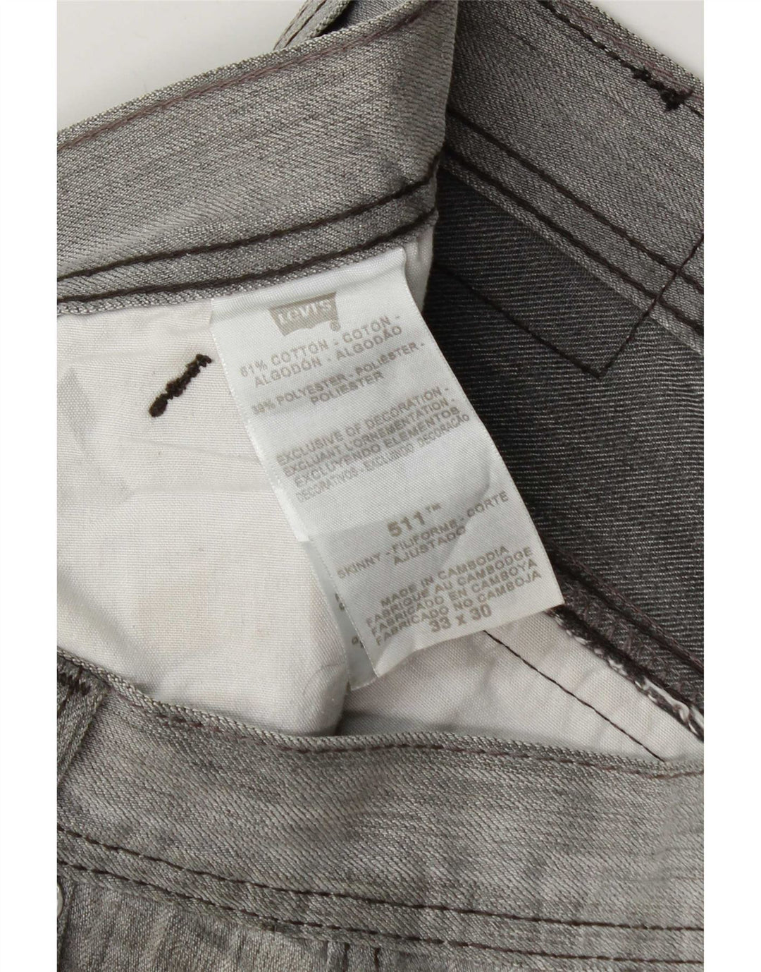 Blugi Levi's 511 Slim pentru bărbați W33 L30, bumbac cu pete gri